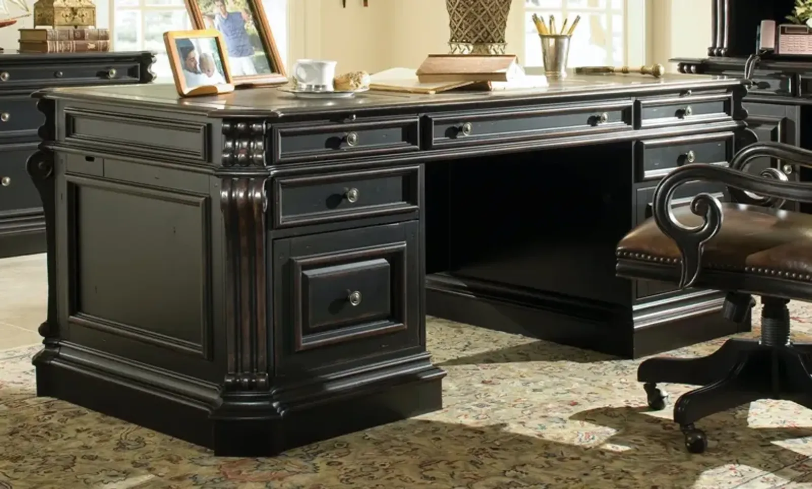 Hooker Furniture Telluride 76 Inch Executive Desk with Wood Panels