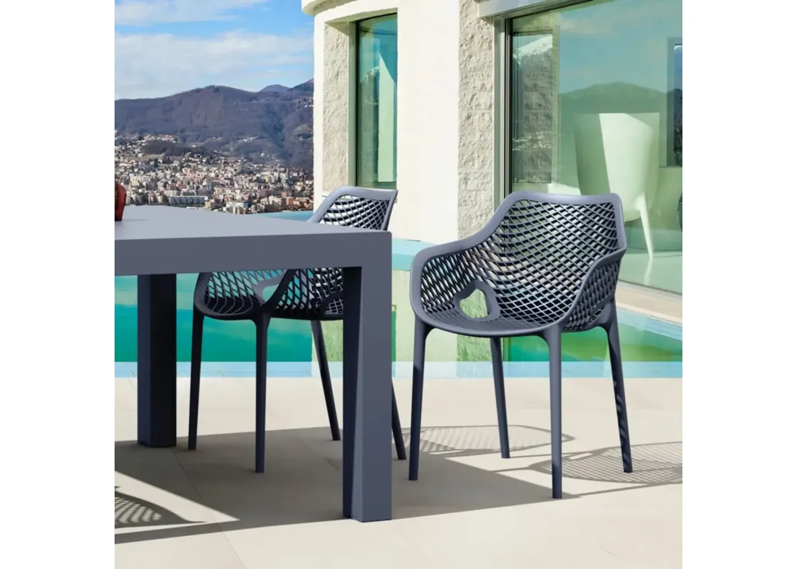 Compamia Air XL Extension Outdoor Dining Set 5-Piece Dark Gray