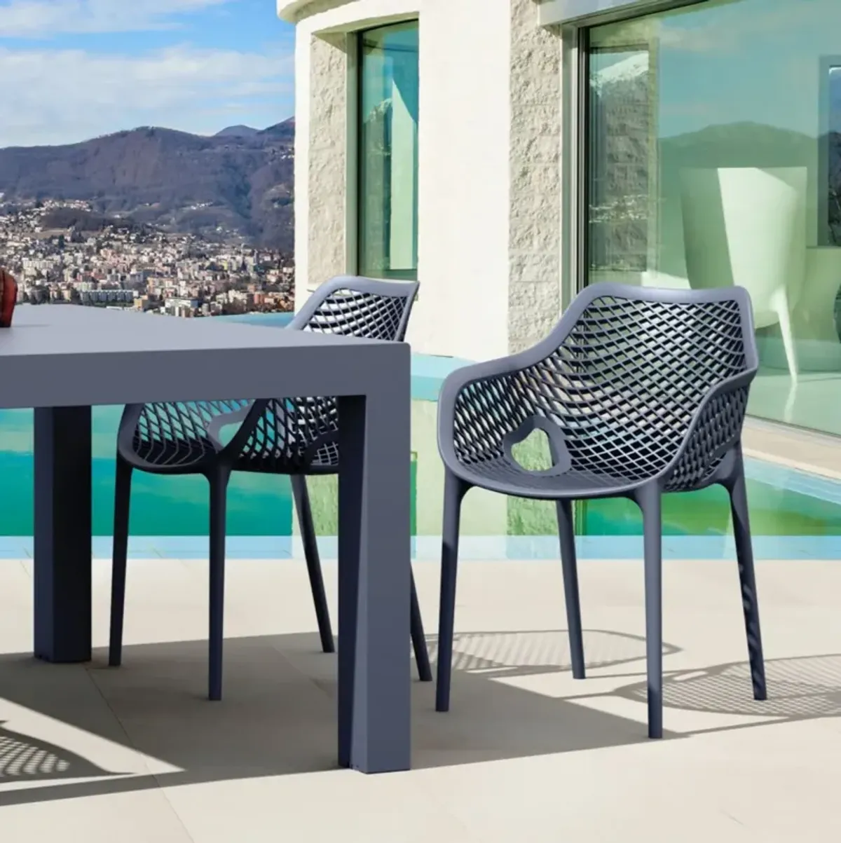 Compamia Air XL Extension Outdoor Dining Set 5-Piece Dark Gray