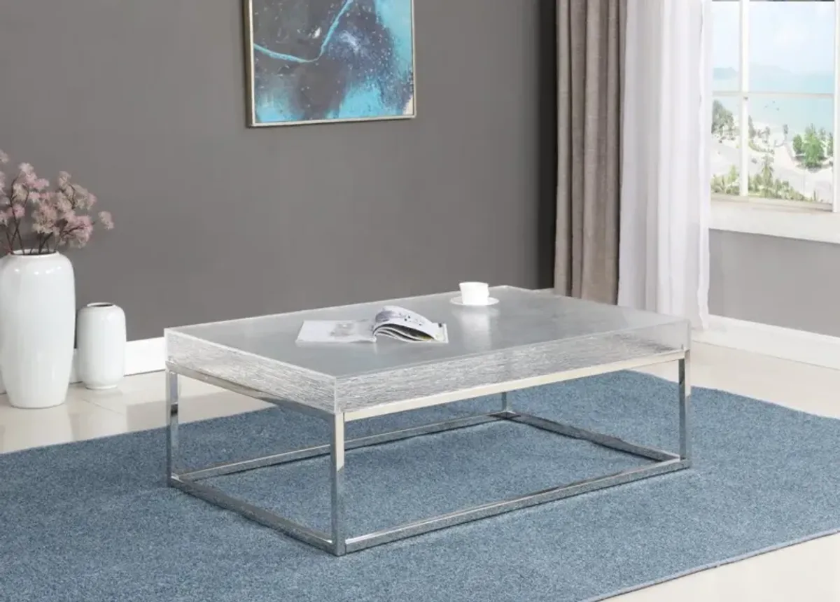 VALERIE CONTEMPORARY COCKTAIL TABLE WITH ACRYLIC TOP & STEEL FRAME