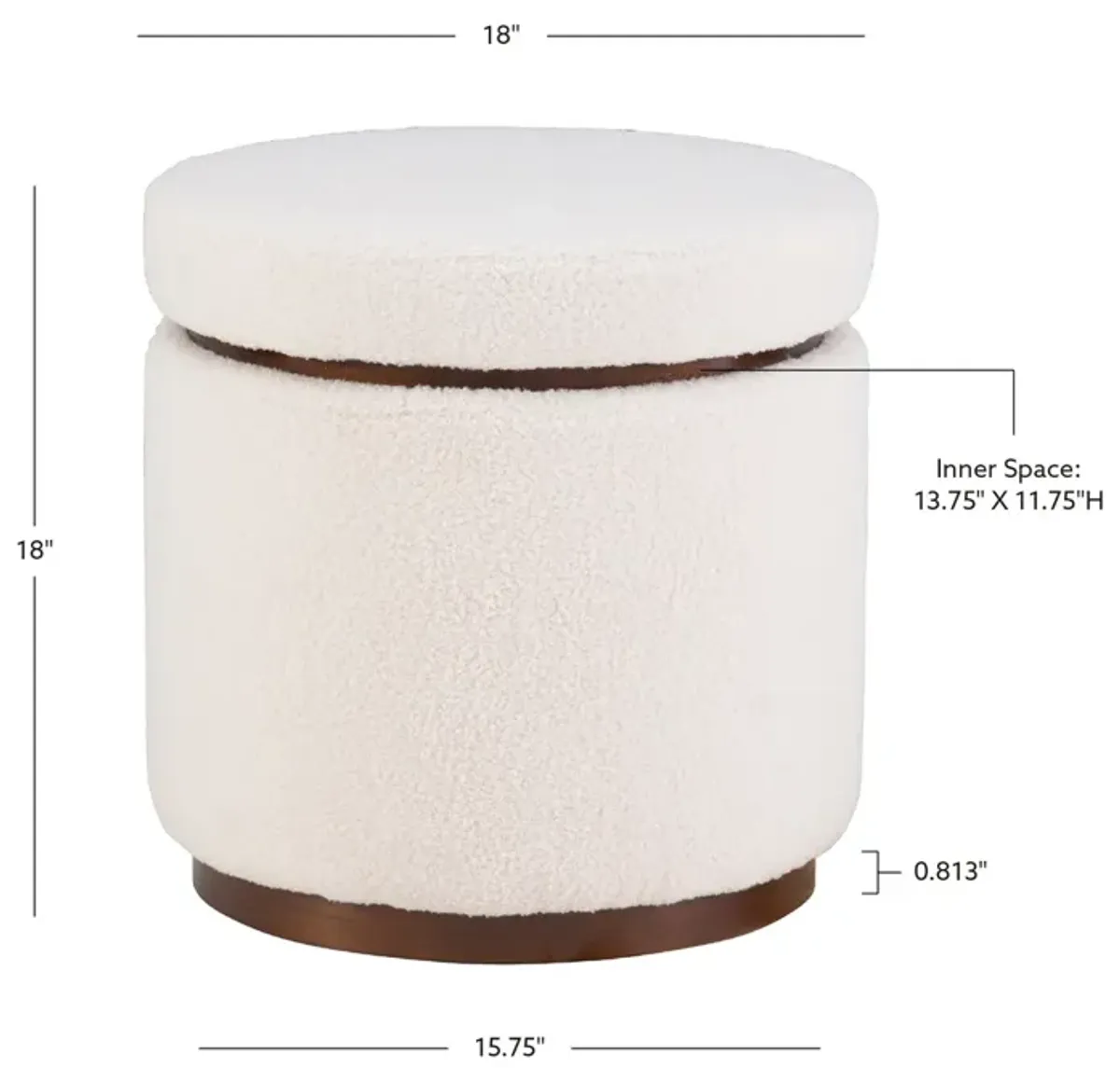 Linon Blanche Natural Walnut Storage Ottoman