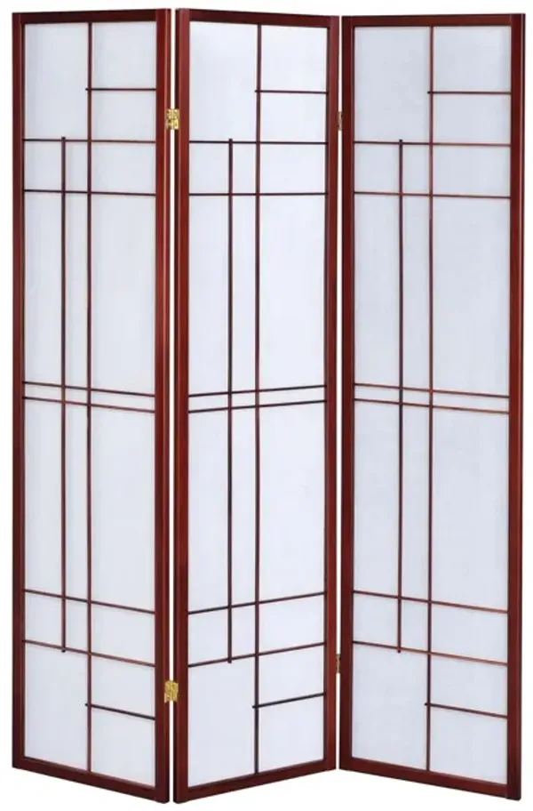 Coaster 4-Panel Room Divider White Paper/Cherry