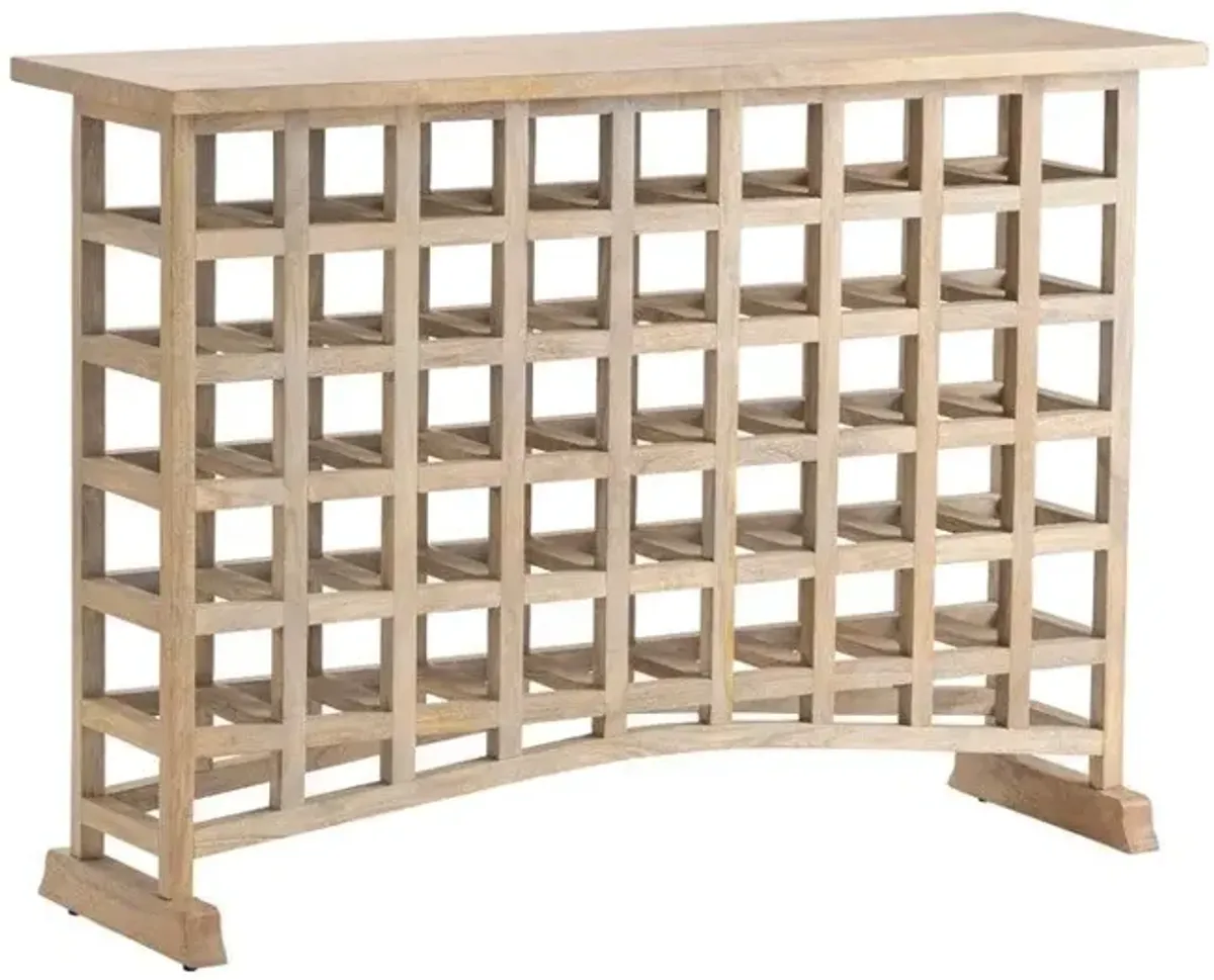 Crestview Prentice Light Brown Lattice Work Console Table