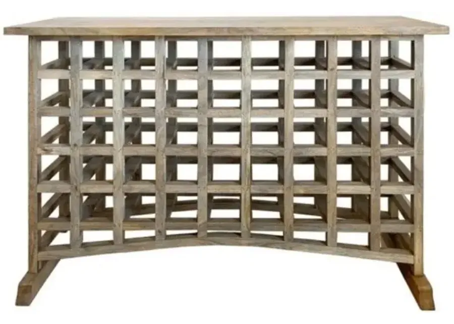 PRENTICE LIGHT BROWN LATTICE WORK CONSOLE TABLE