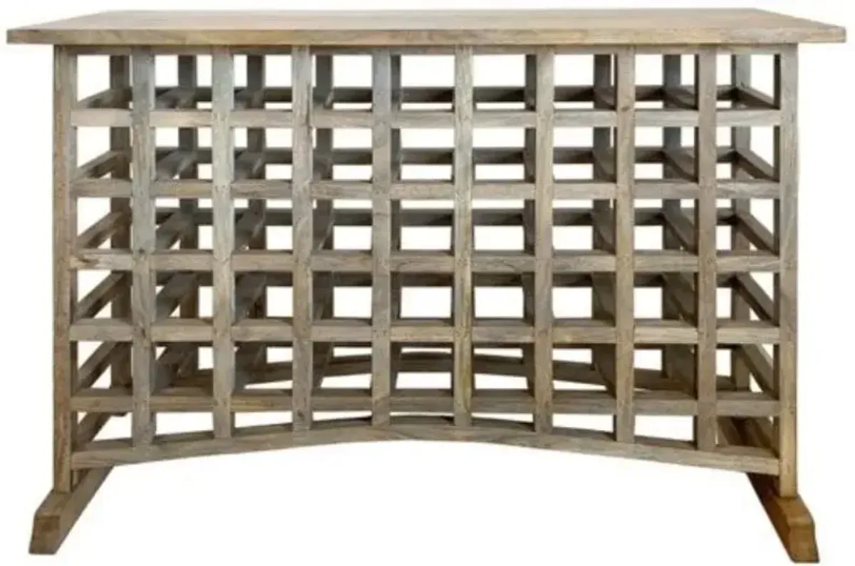 Crestview Prentice Light Brown Lattice Work Console Table