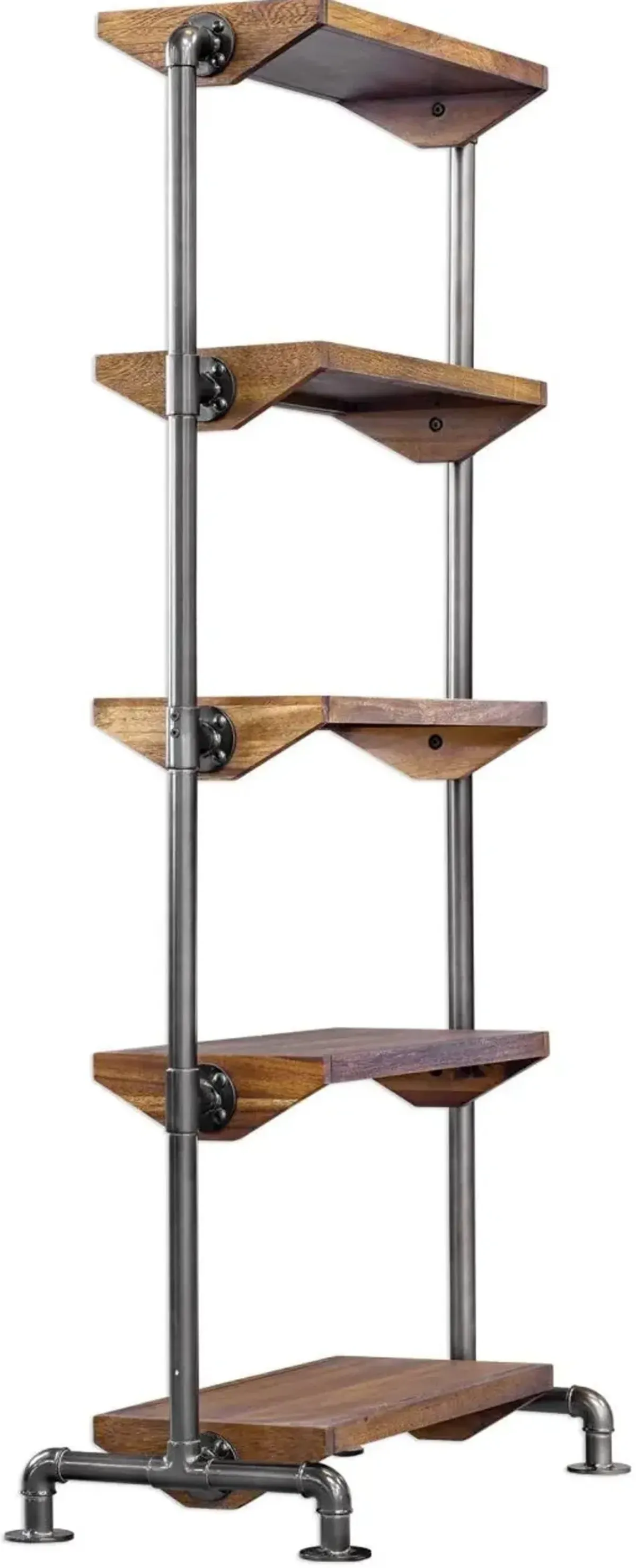 Uttermost Rhordyn Walnut Industrial Etagere Bookcase