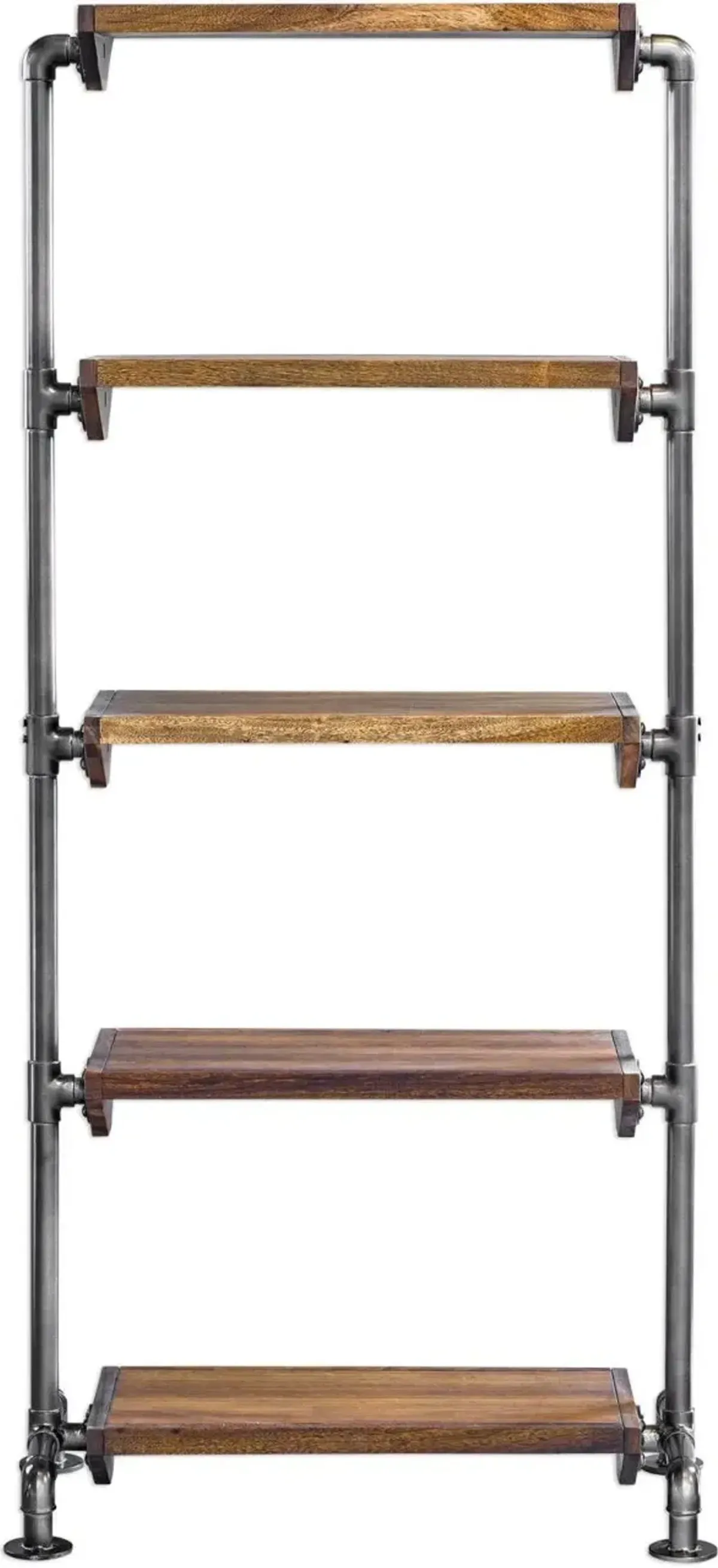 Uttermost Rhordyn Walnut Industrial Etagere Bookcase