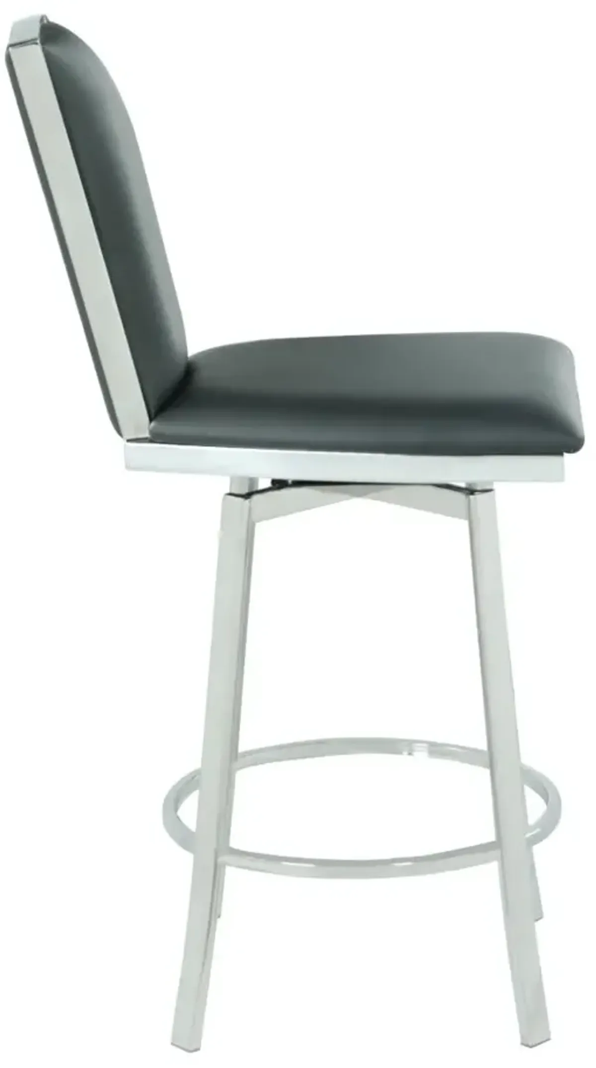 Chintaly Nadia Grey Contemporary Swivel Counter Stool with Design Back