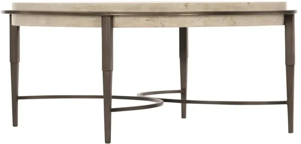 Bernhardt Barclay Antique Pewter Travertine Coffee Table