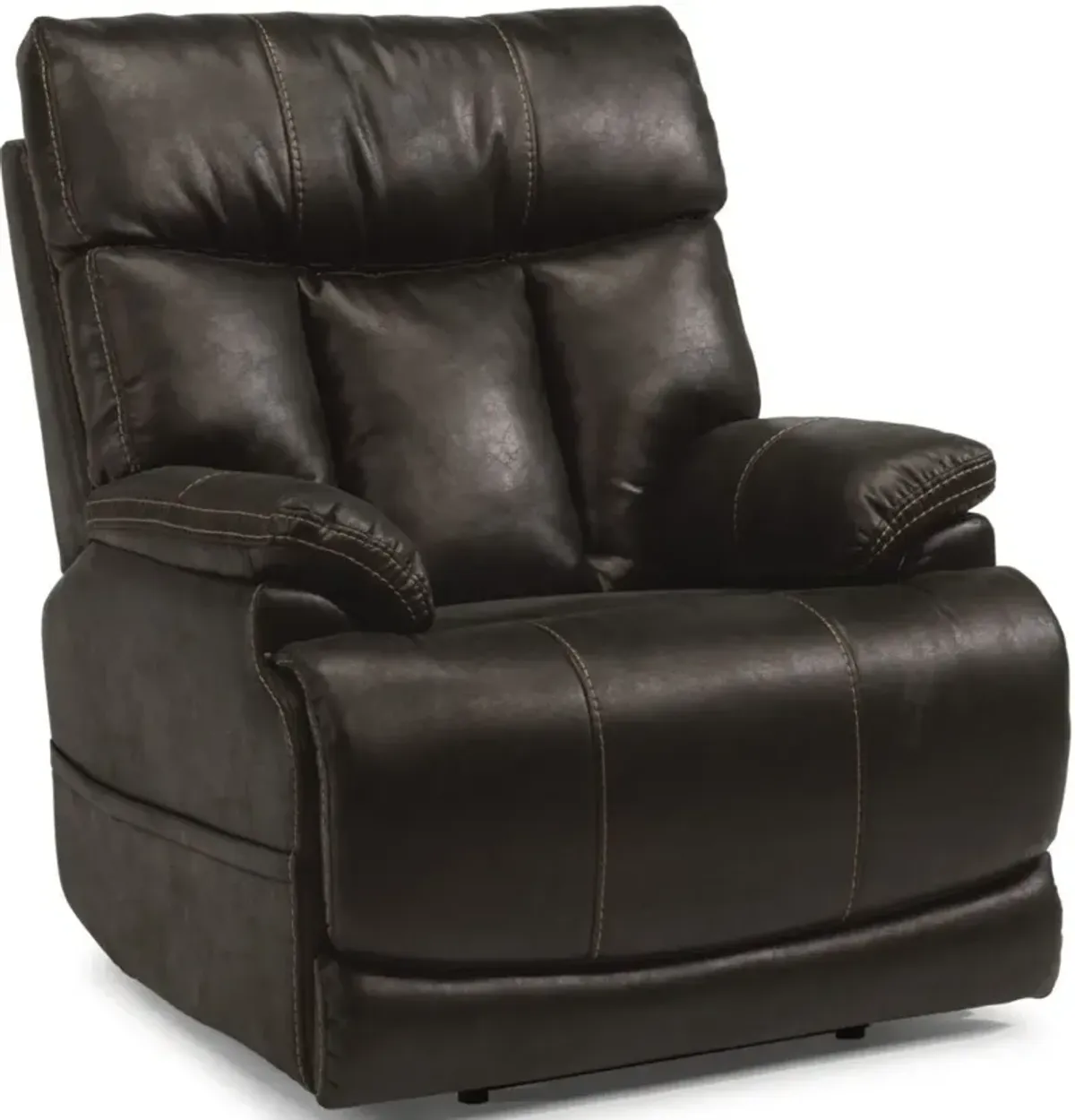 Flexsteel Clive Black Power Recliner with Power Headrest & Lumbar