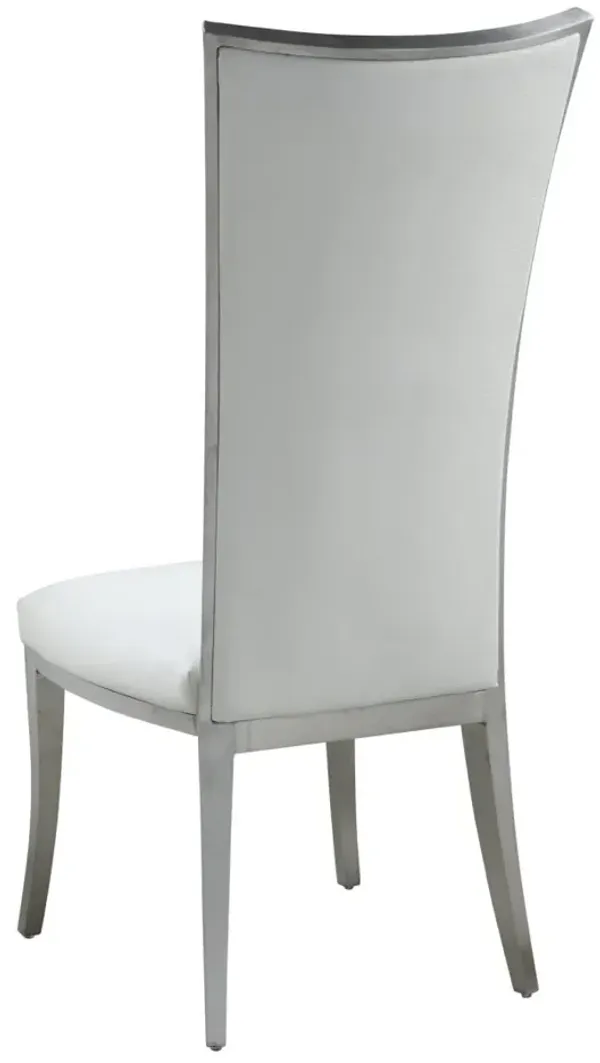 Chintaly Isabel White High Back Upholstered Chair with Stainless Steel Frame