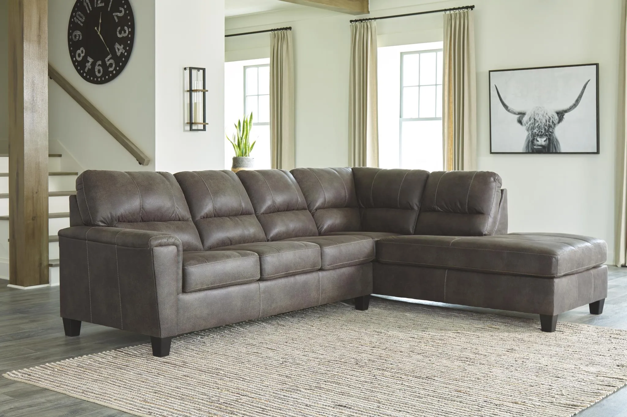 NAVI 2-PIECE SLEEPER SECTIONAL WITH CHAISE SMOKE SIGNATURE DESIGN