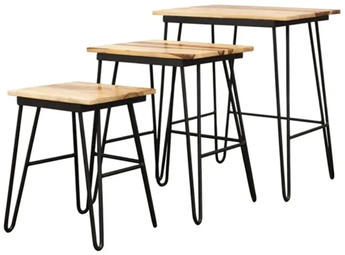 Steve Silver Tristan Black/Natural Nesting Tables
