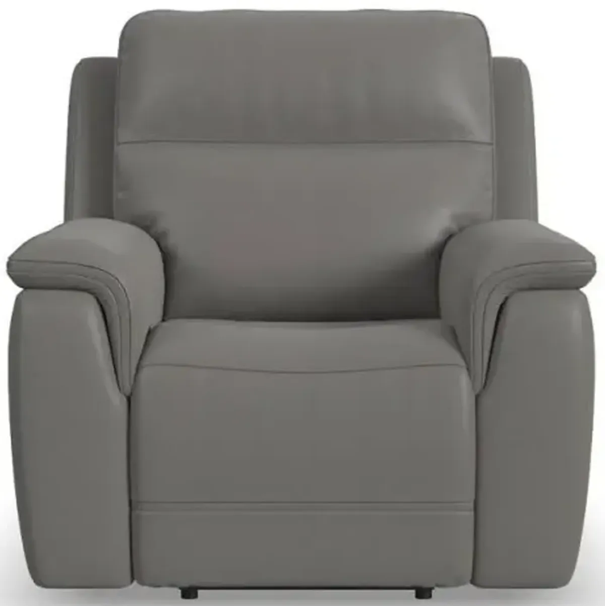 Flexsteel Sawyer Grey Power Leather Recliner with Power Headrest & Lumbar