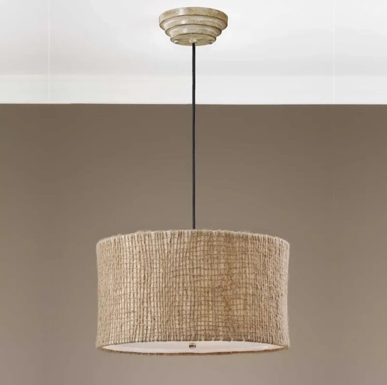 Uttermost Burleson Beige 3-Light Drum Pendant