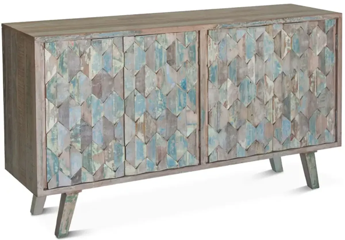 Home Trends Design Ibiza Vintage Teal Reclaimed Wood Sideboard