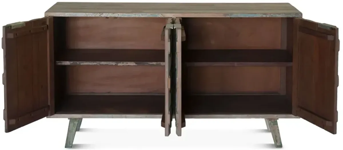 Home Trends Design Ibiza Vintage Teal Reclaimed Wood Sideboard