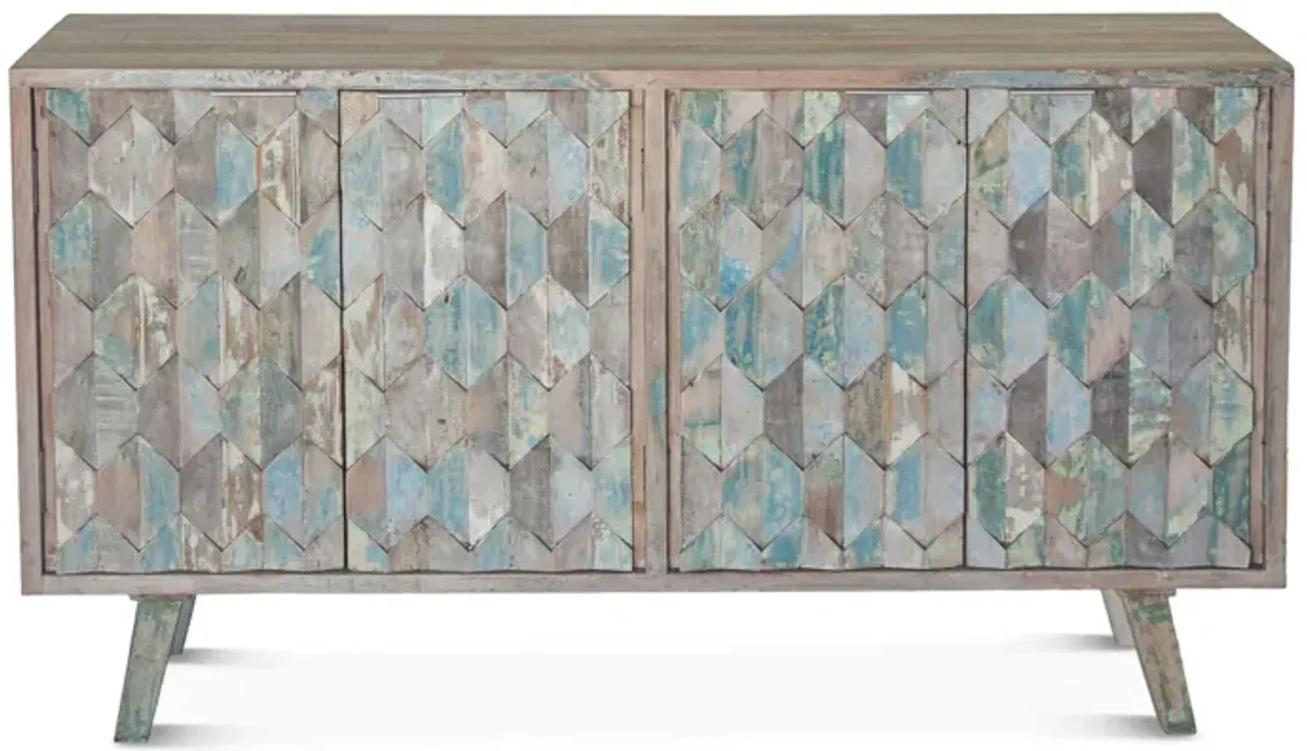 Home Trends Design Ibiza Vintage Teal Reclaimed Wood Sideboard