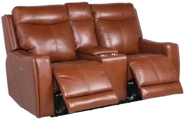 Steve Silver Natalia Coach Power Reclining Leather Loveseat With Console