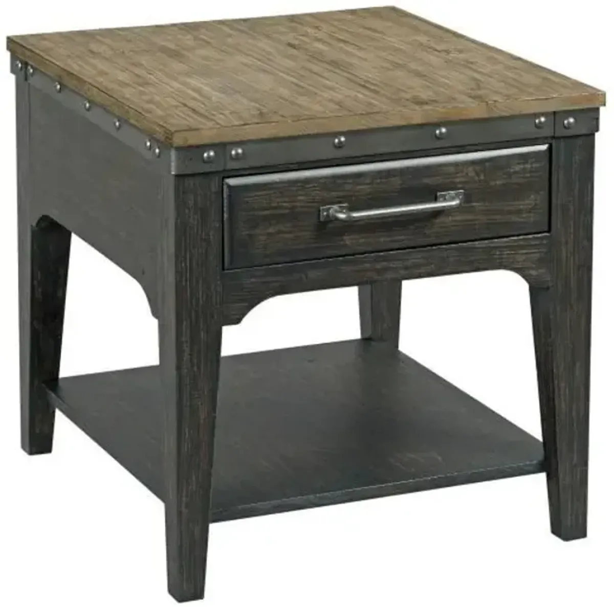 Kincaid Plank Road Artisans Rectangular-Drawer End Table in Charcoal