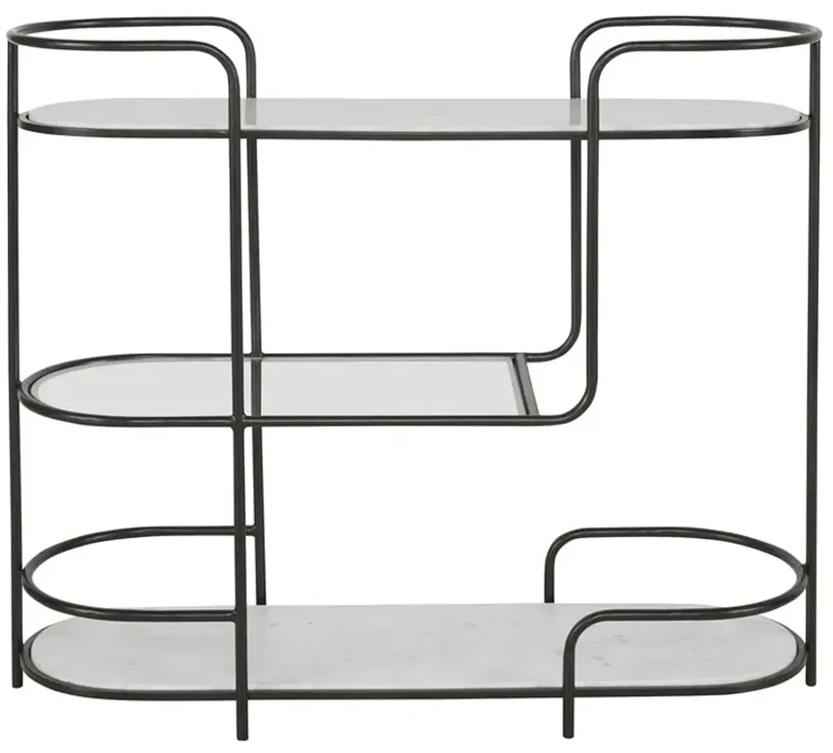 Uttermost Trolley Satin Black/White Bar Console