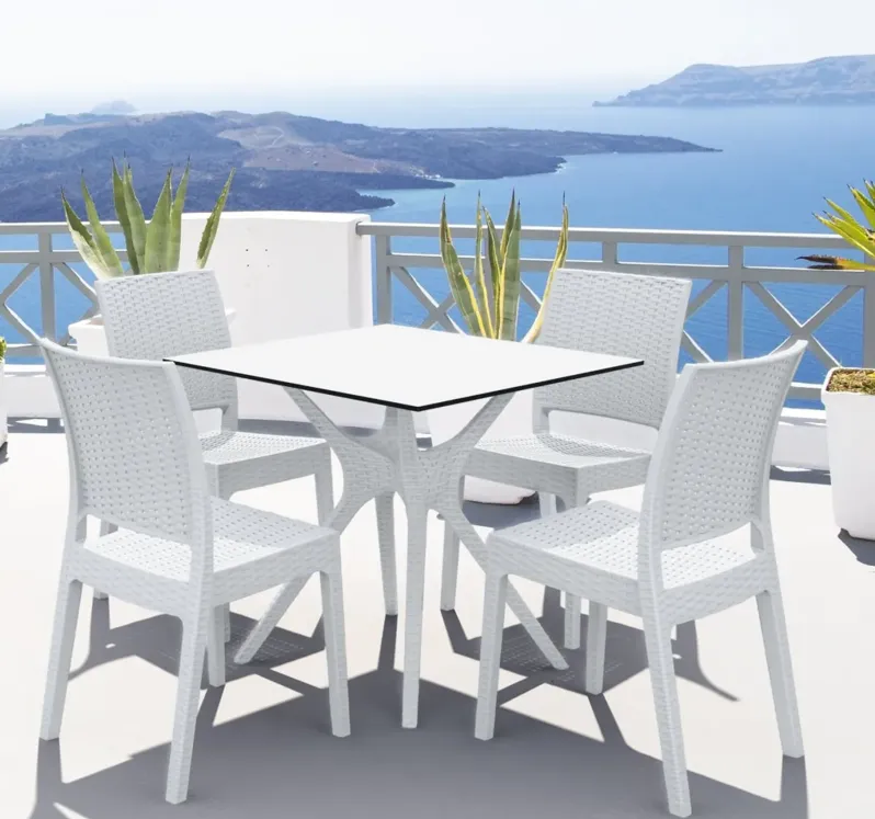 IBIZA OUTDOOR DINING SET 5-PC SQUARE WHITE