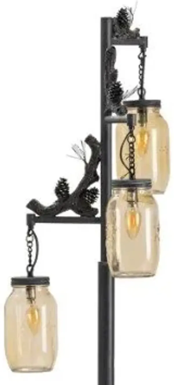 Crestview Fire Catcher Black Floor Lamp