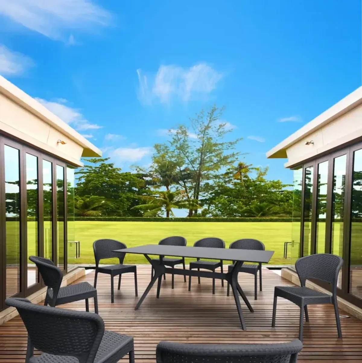 Compamia Daytona Rectangle Outdoor Dining Set 9-Piece Dark Gray