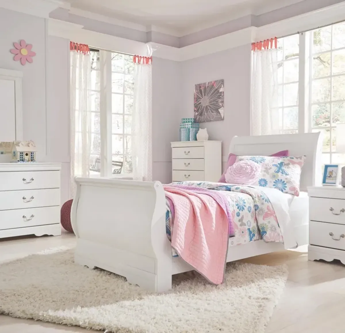 Ashley Anarasia White Twin Sleigh Bed