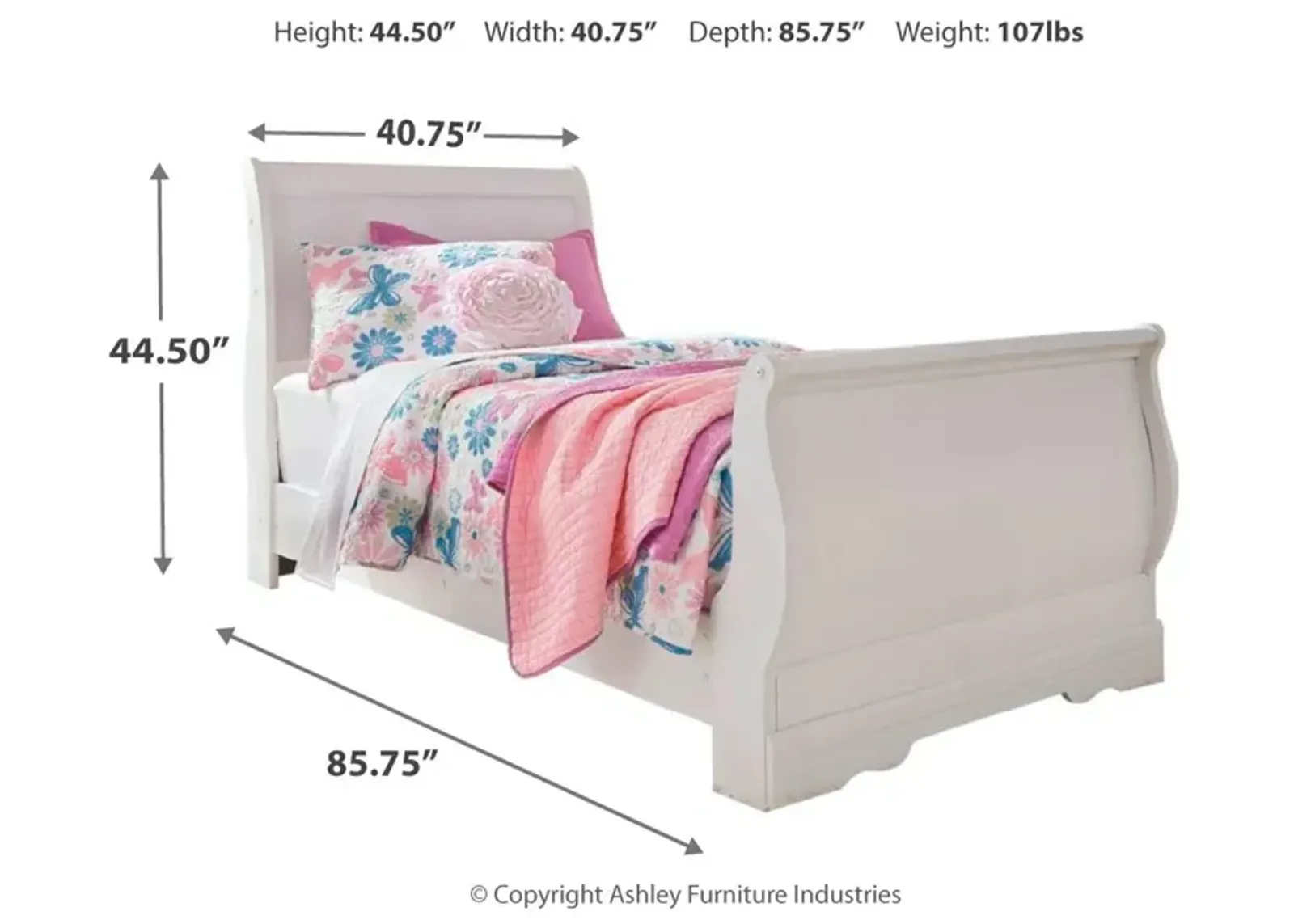 Ashley Anarasia White Twin Sleigh Bed