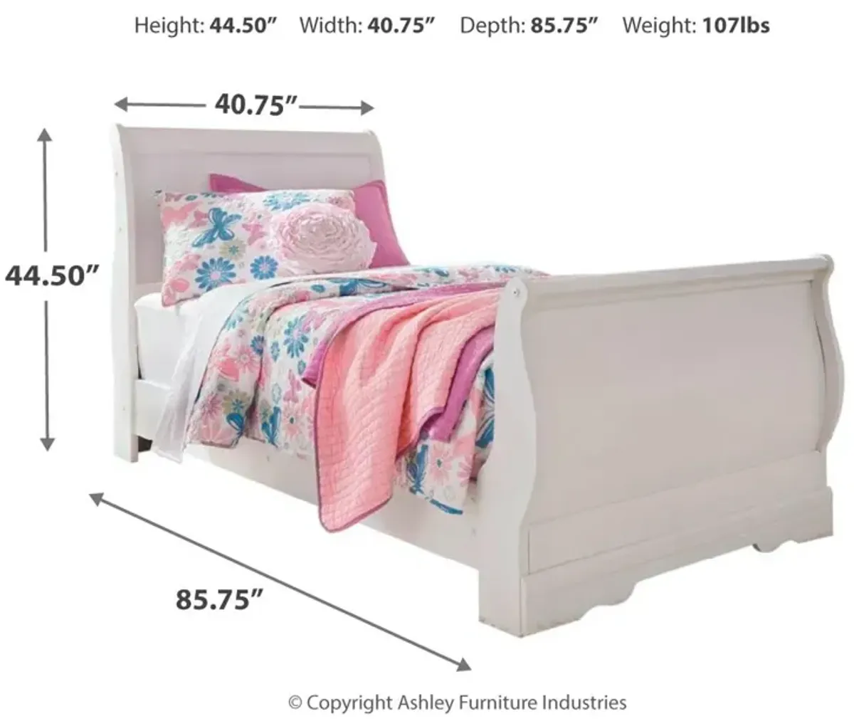 Ashley Anarasia White Twin Sleigh Bed