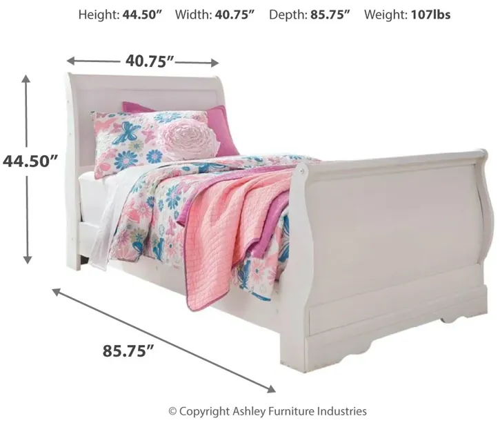 ANARASIA TWIN SLEIGH BED WHITE SIGNATURE DESIGN