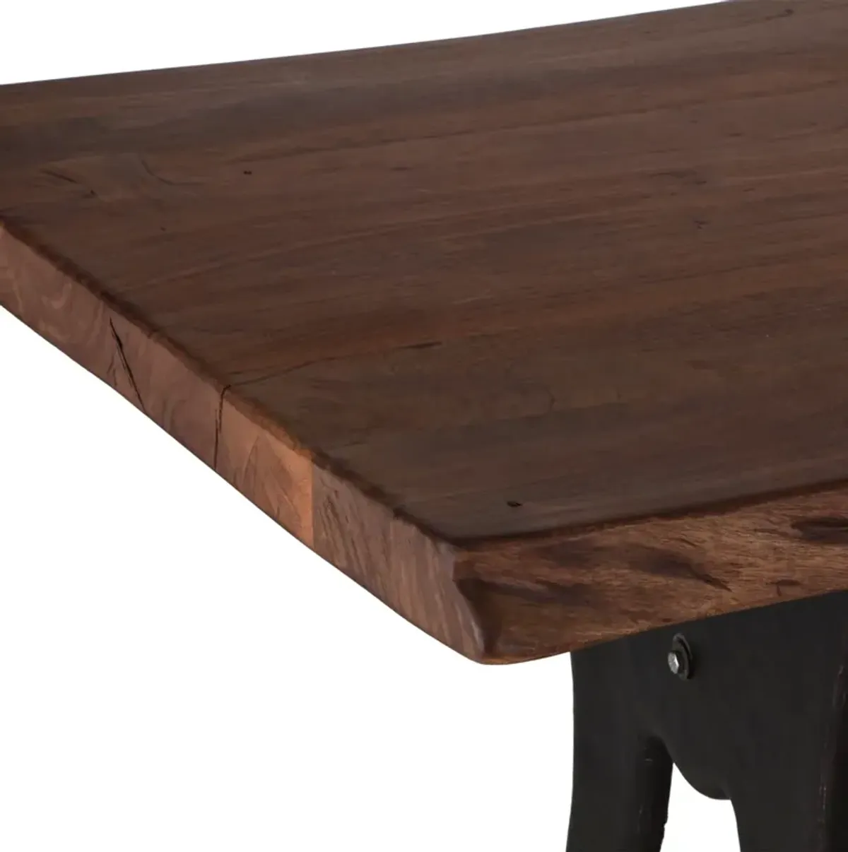 Home Trends Design Organic Forge 80-Inch Live Edge Dining Table with Antique Zinc Base