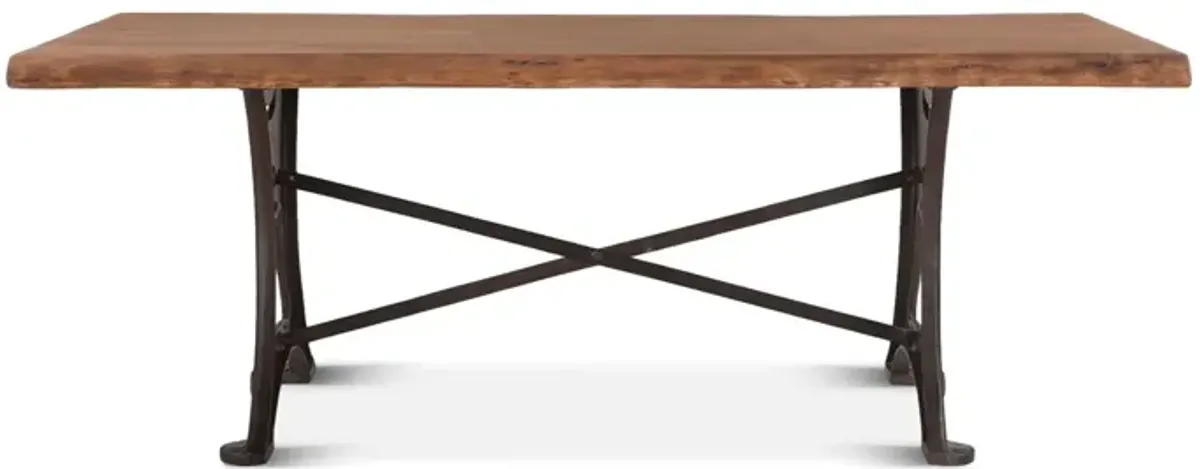 Home Trends Design Organic Forge 80-Inch Live Edge Dining Table with Antique Zinc Base