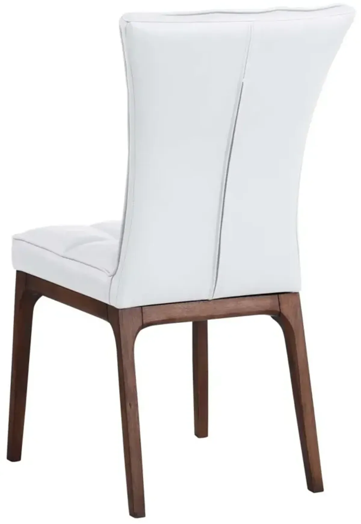 Chintaly Peggy White/Walnut Modern Tufted Side Chair with Solid Wood Frame