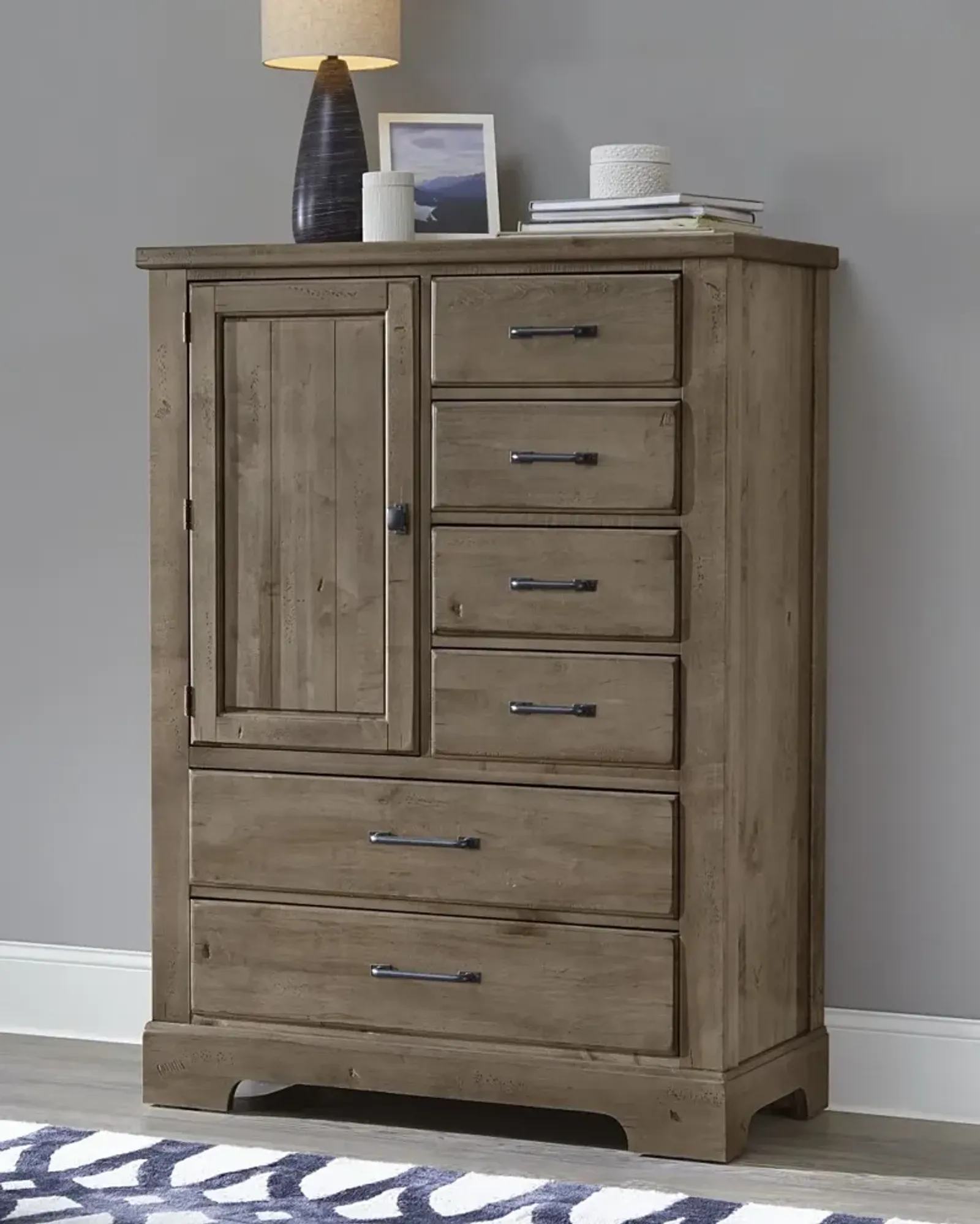 Vaughan-Bassett Cool Rustic Stone Grey Standing Chest