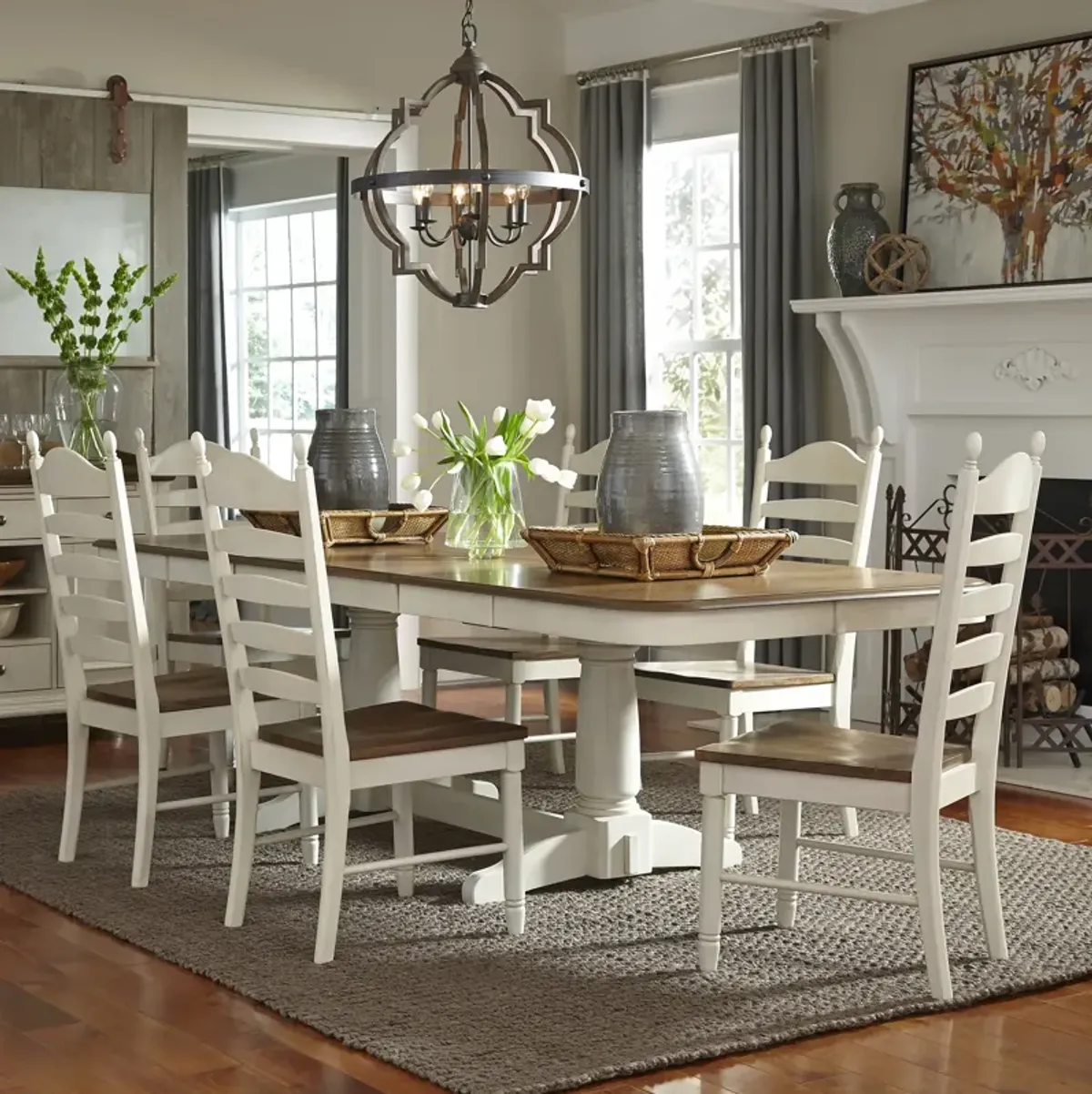 Liberty Furniture Springfield 7-Piece Double Pedestal Casual Dining Table Set