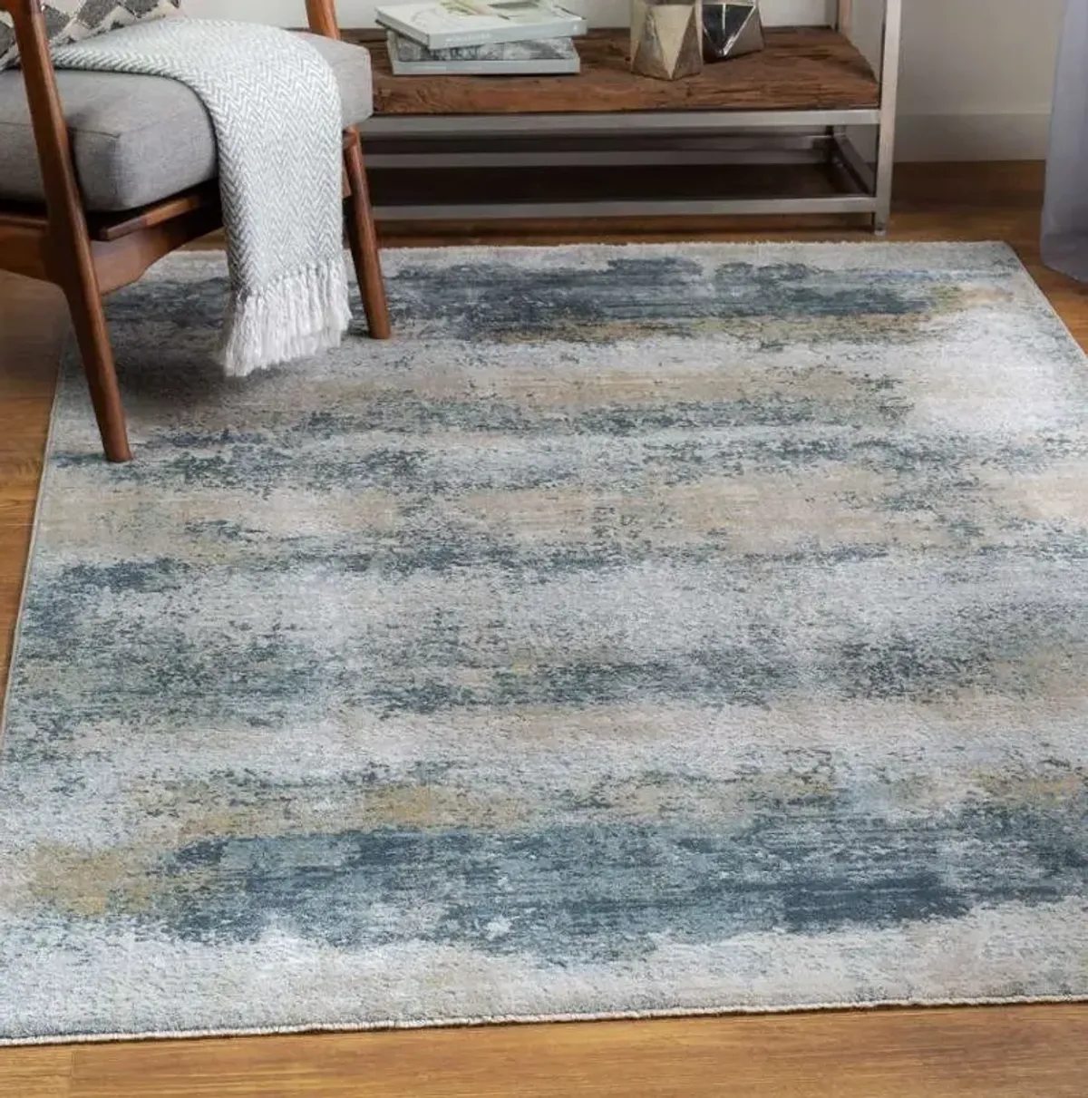 BREMEN LIGHT BROWN/LIGHT GRAY/NAVY/TAUPE 8 X 10 AREA RUG