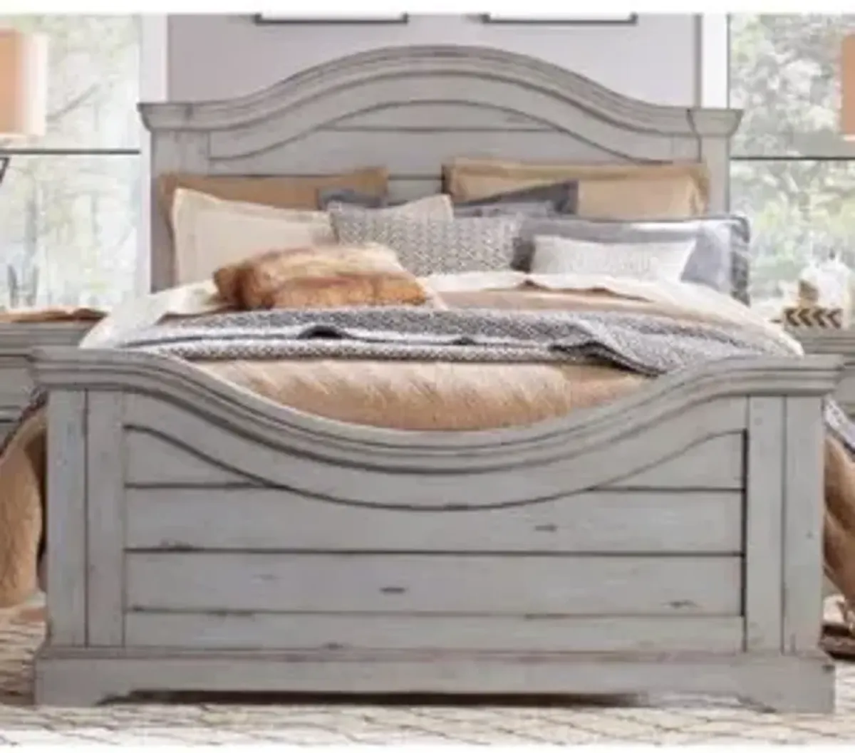 American Woodcrafters Stonebrook Complete Queen Bed in Light Distressed Antique Gray