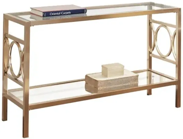 Steve Silver Olympia Glass Top Sofa Table In Gold
