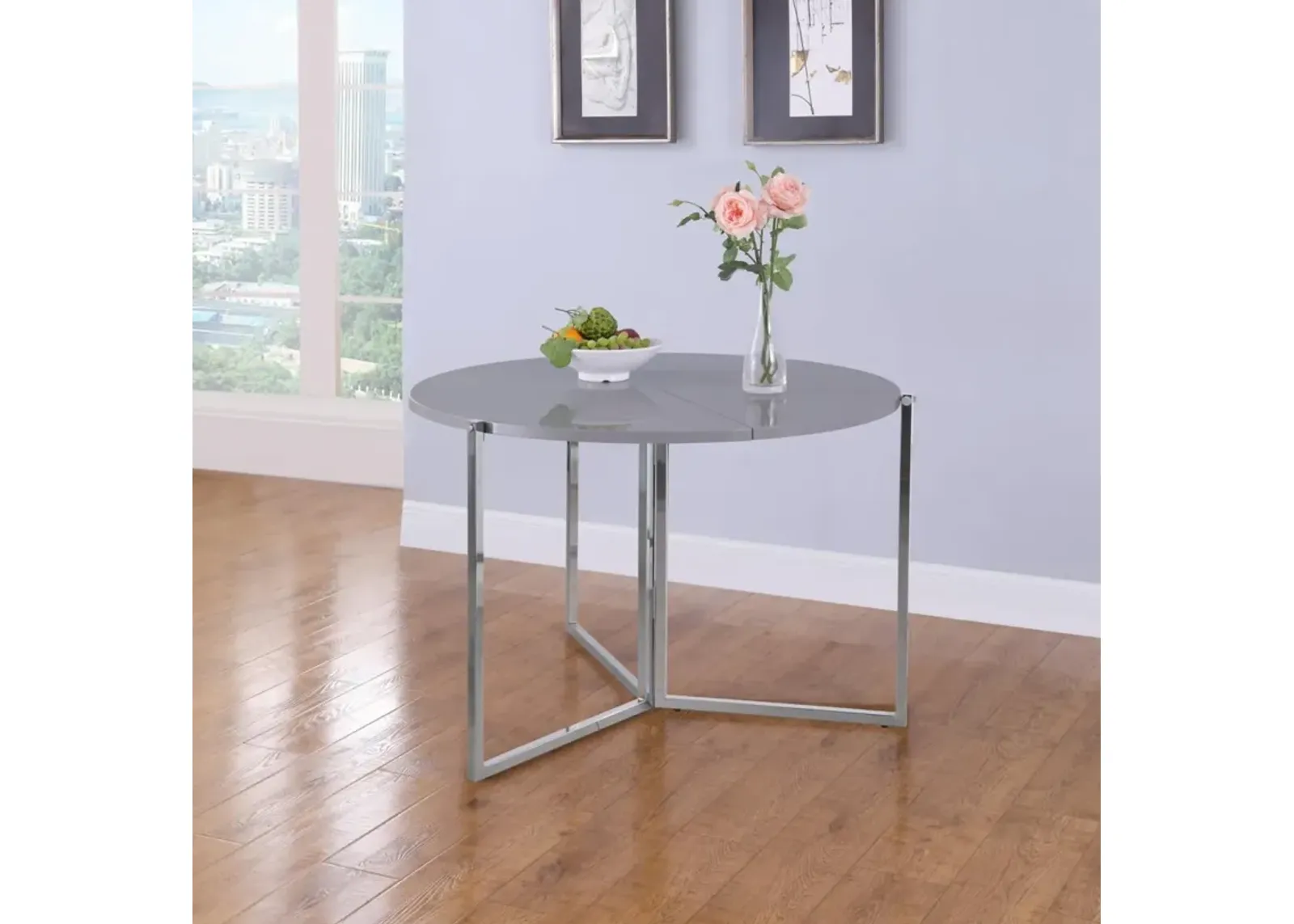 Chintaly Grey 43 Inch Round Foldaway Dining Table