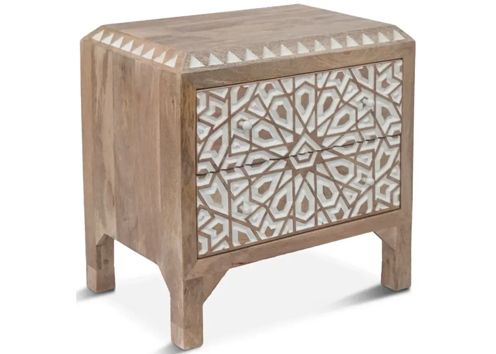 Home Trends Design Tangiers Geometric Carved Night Chest