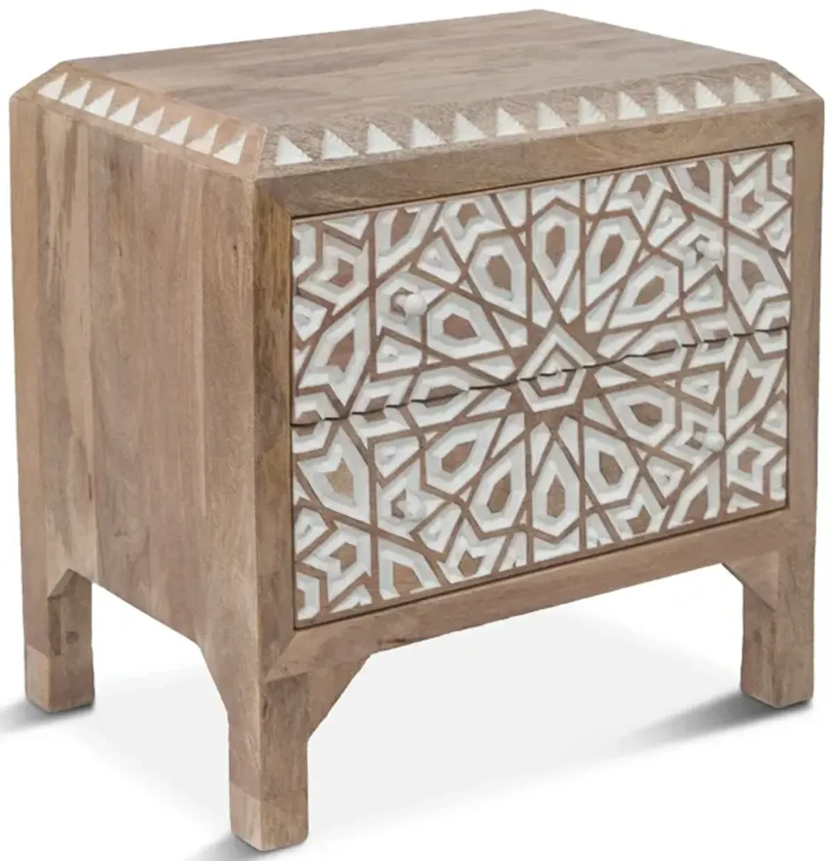 Home Trends Design Tangiers Geometric Carved Night Chest