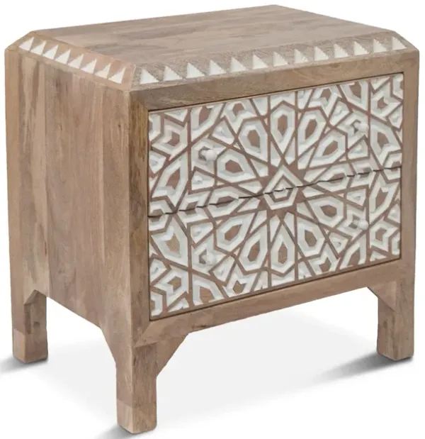 Home Trends Design Tangiers Geometric Carved Night Chest