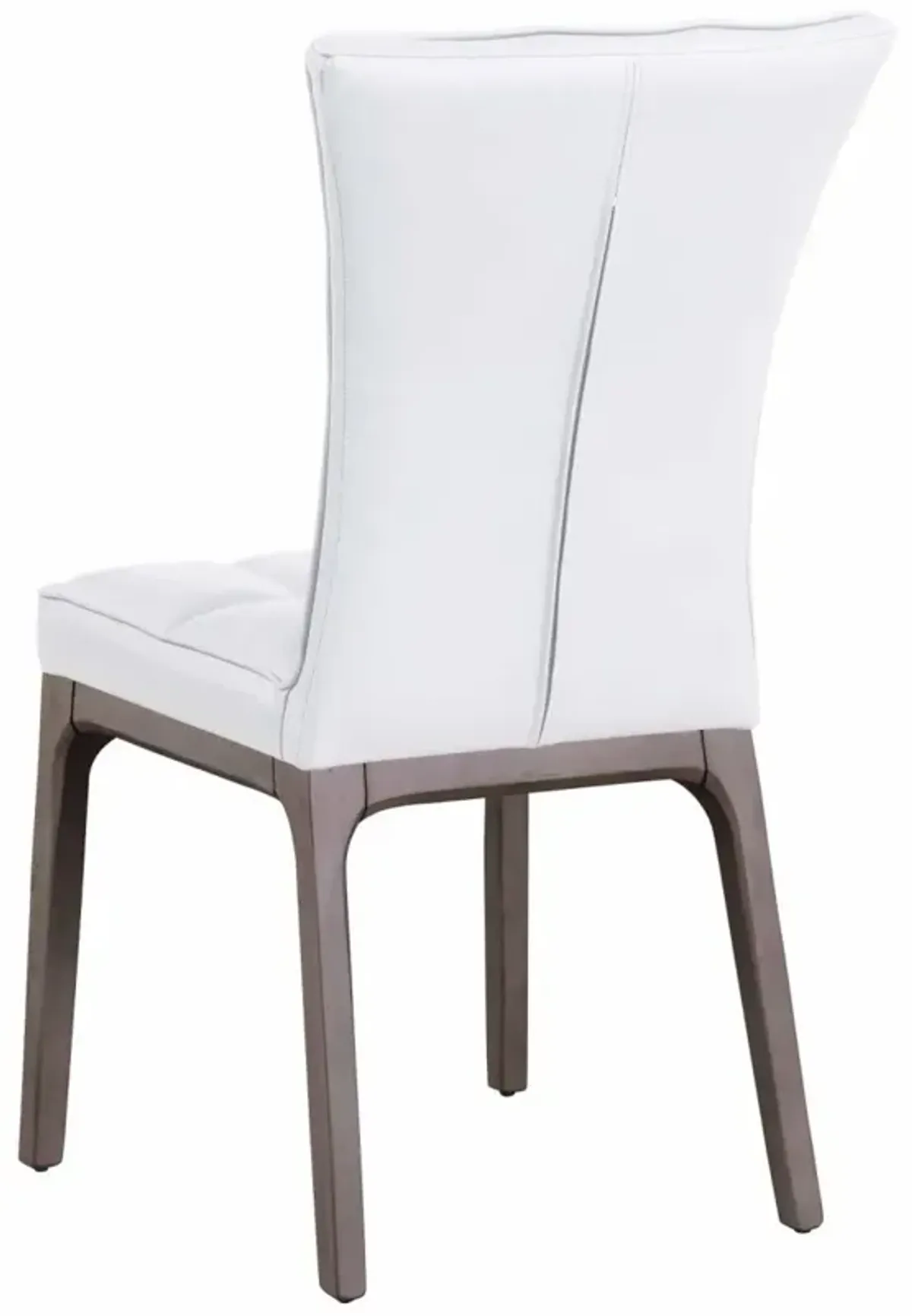 Chintaly Peggy Modern White Faux Leather Tufted Side Chair with Solid Wood Frame