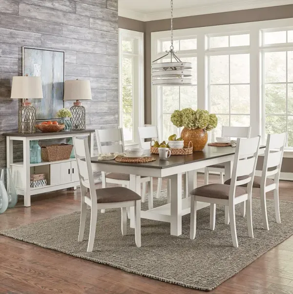 Liberty Furniture Brook Bay 7-Piece Carbon Grey/Textured White Trestle Dining Table Set