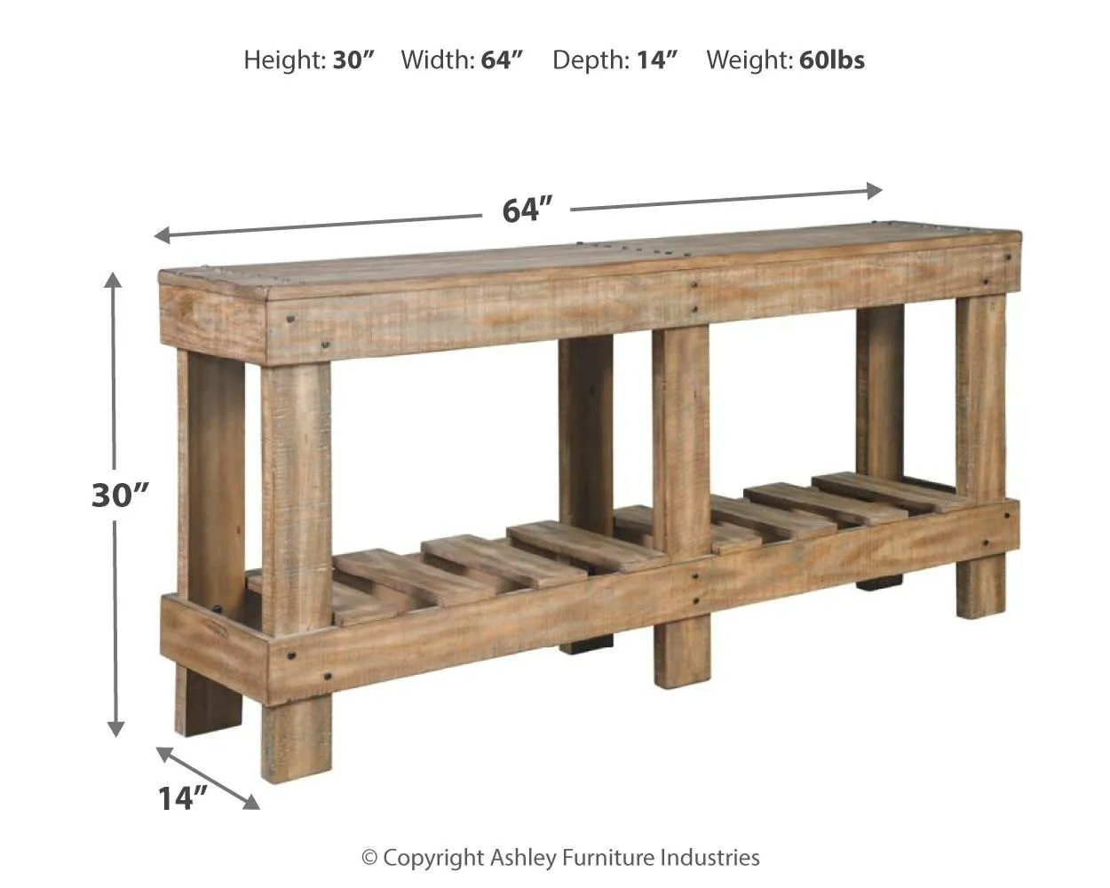 SUSANDEER SOFA/CONSOLE TABLE BROWN SIGNATURE DESIGN