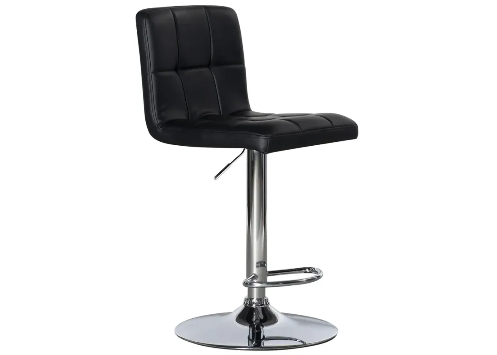 Powell Black Quilted Faux Leather & Chrome Adjustable Height Bar Stool