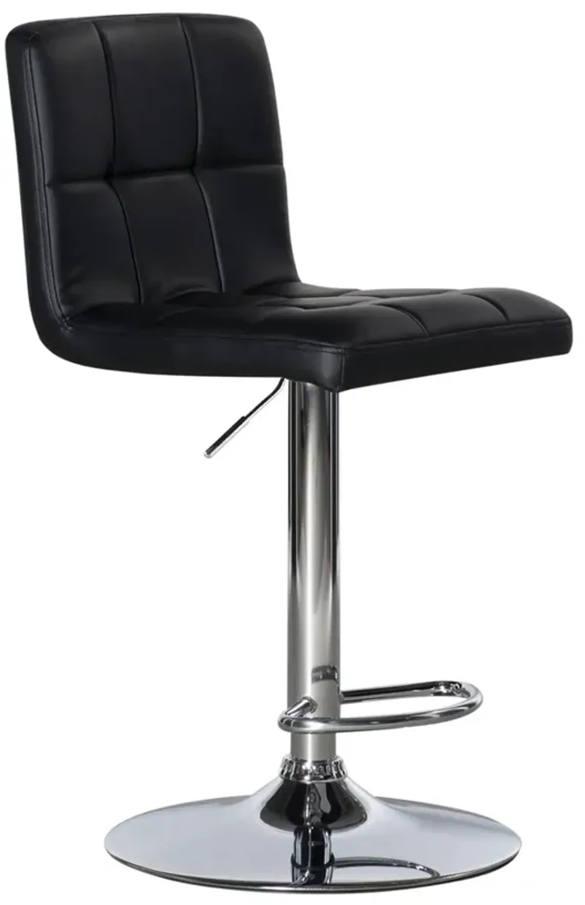 Powell Black Quilted Faux Leather & Chrome Adjustable Height Bar Stool