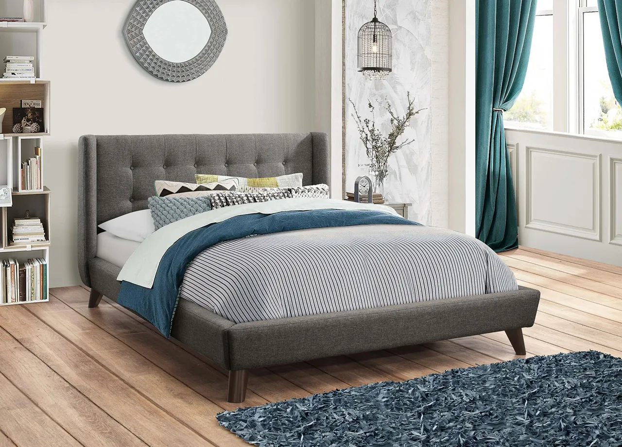 CARRINGTON UPHOLSTERED FULL BED GREY